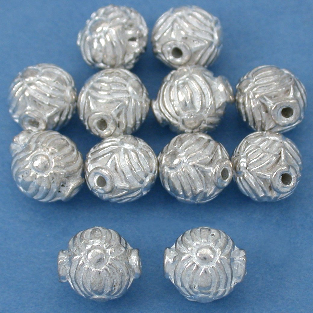 Bali Round Silver Plated Beads 8mm 15 Grams 12Pcs Approx.