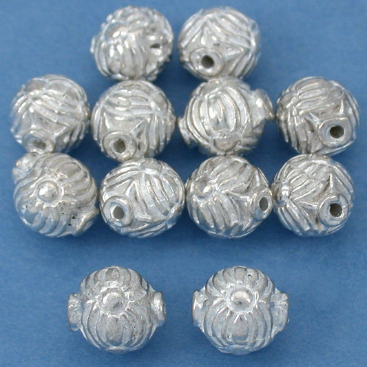 Bali Round Silver Plated Beads 8mm 15 Grams 12Pcs Approx.