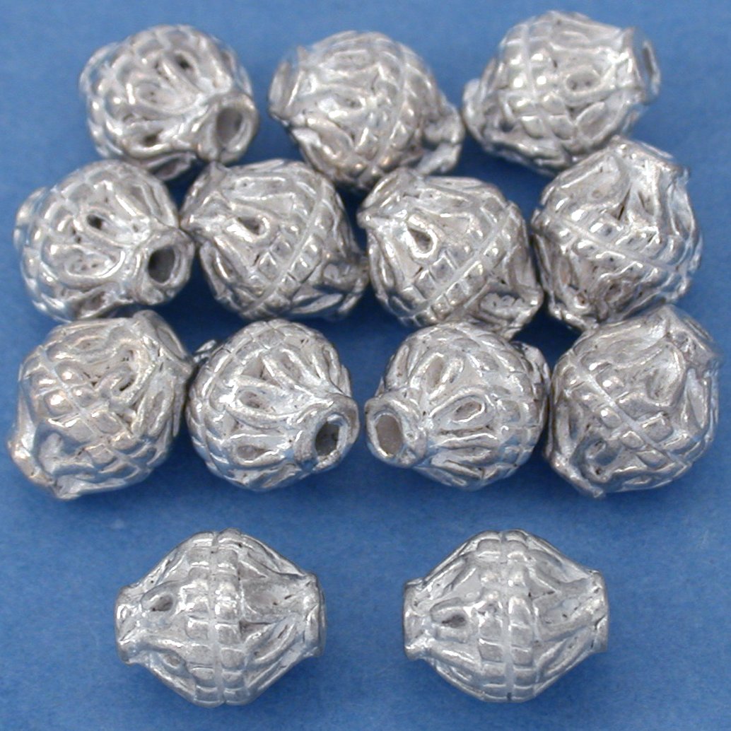 Bali Bicone Tube Silver Plated Beads 8.5mm 15 Grams 12Pcs Approx.