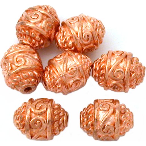 Bali Barrel Rope Copper Plated Beads 10.5mm 16 Grams 7Pcs Approx.