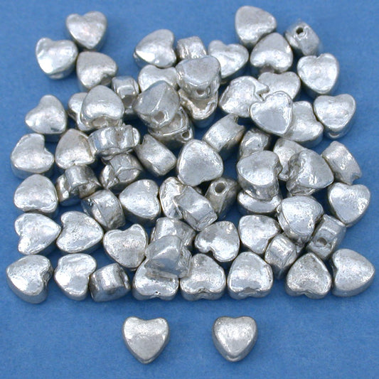Heart Silver Plated Beads 4mm 15 Grams 35Pcs Approx.