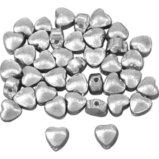 Heart Silver Plated Beads 5mm 15 Grams 35Pcs Approx.