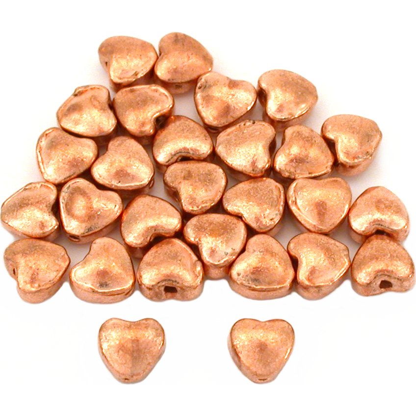 Heart Copper Plated Beads 6mm 15 Grams 25Pcs Approx.