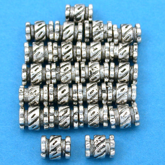 Bali Tube Antique Silver Plated Beads 6.5mm 15 Grams 20Pcs Approx.