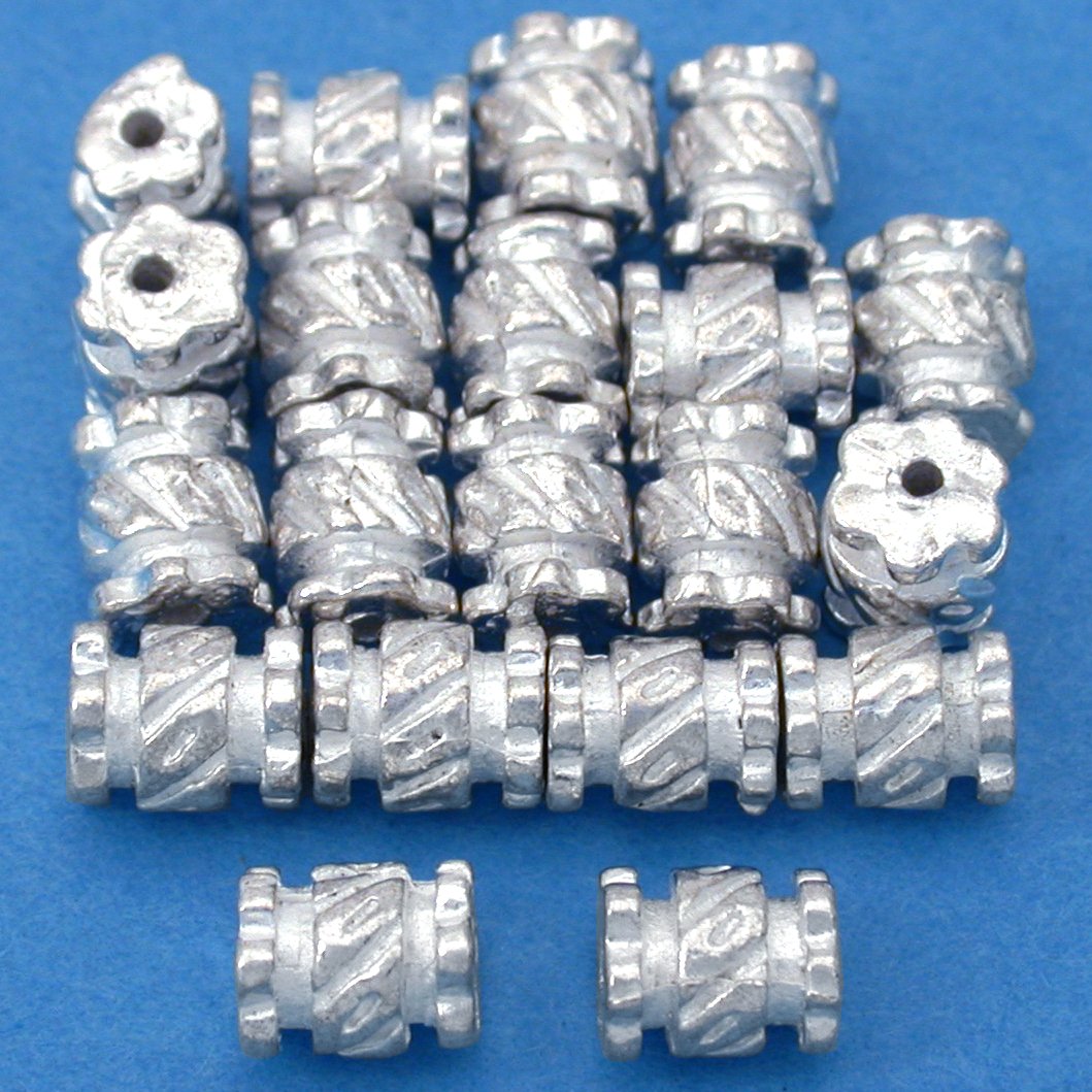 Bali Tube Silver Plated Beads 6.5mm 15 Grams 20Pcs Approx.