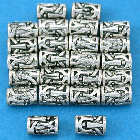 Bali Tube Antique Silver Plated Beads 7mm 15 Grams 20Pcs Approx.