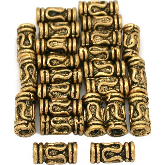 Bali Lariat Tube Antique Gold Plated Beads 9mm 15 Grams 24Pcs Approx.