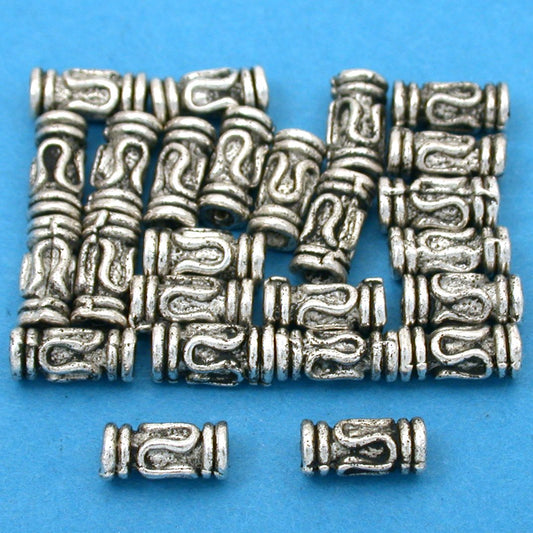 Bali Lariat Tube Antique Silver Plated Beads 9mm 15 Grams 24Pcs Approx.