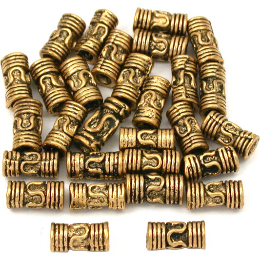 Bali Lariat Tube Antique Gold Plated Beads 8mm 15 Grams 25Pcs Approx.