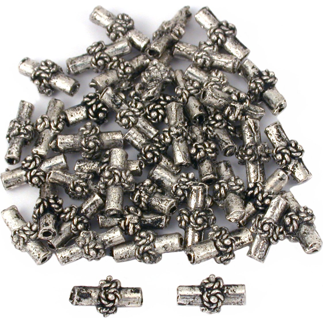 Bali Tube Rope Antique Silver Plated Beads 9.5mm 15 Grams 40Pcs Approx.