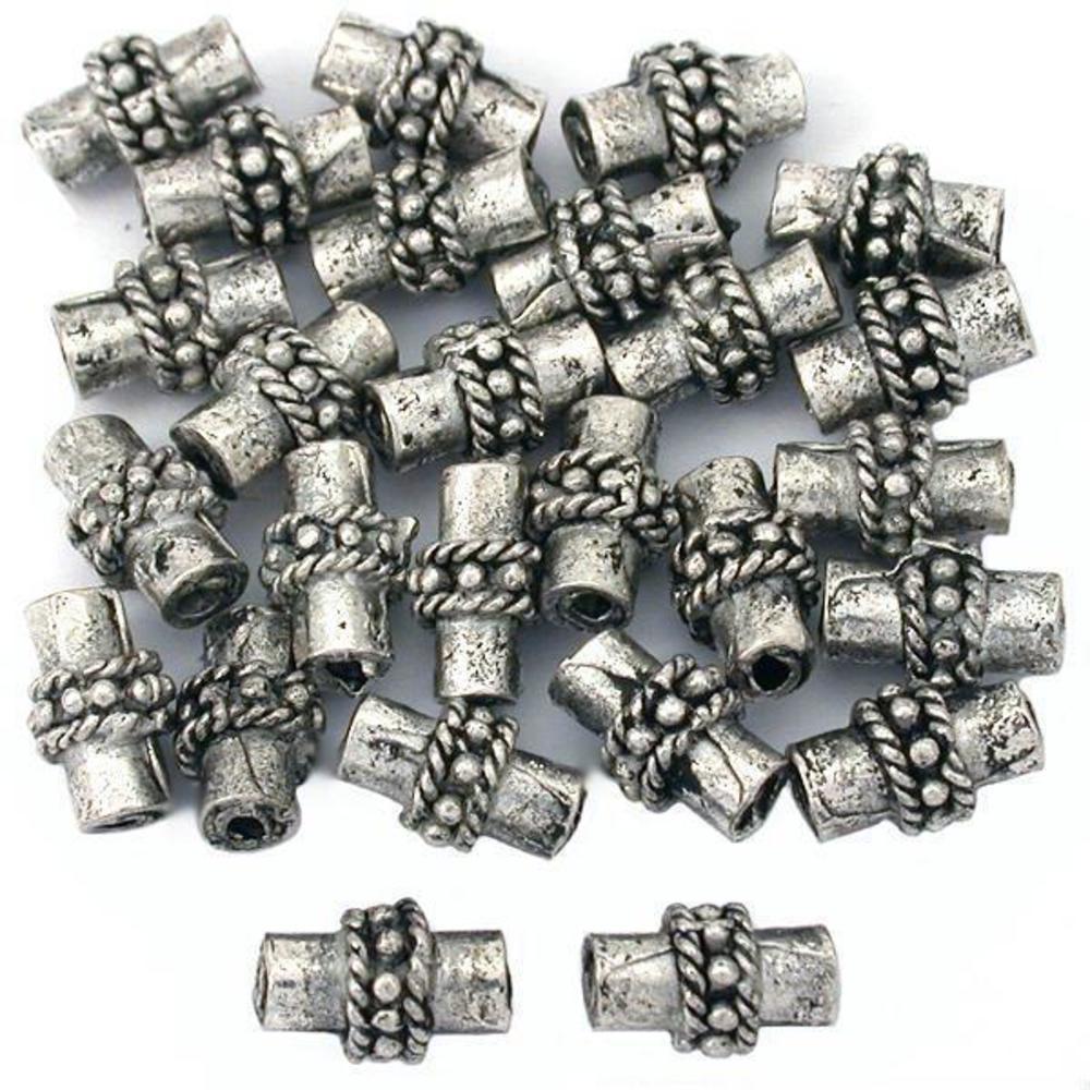 Bali Tube Rope Antique Silver Plated Beads 8.5mm 15 Grams 25Pcs Approx.