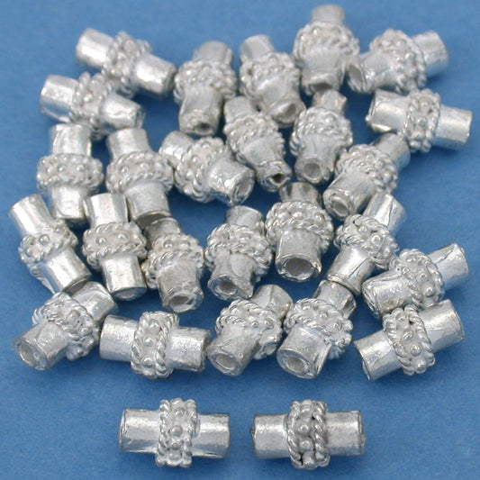 Bali Tube Rope Silver Plated Beads 8.5mm 15 Grams 25Pcs Approx.