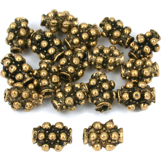 Bali Tube Antique Gold Plated Beads 9mm 15 Grams 15Pcs Approx.