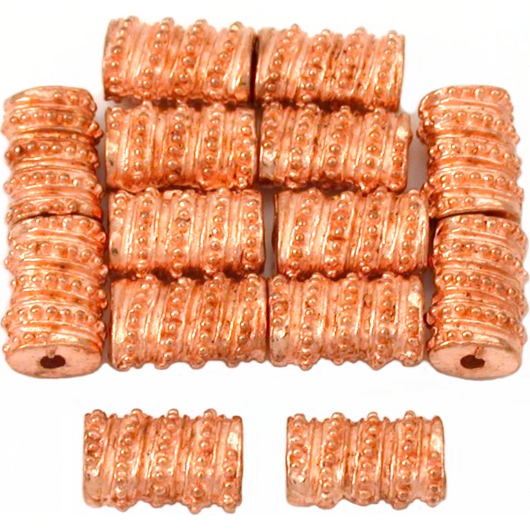Bali Oval Tube Copper Plated Beads 10mm 15 Grams 14Pcs Approx.