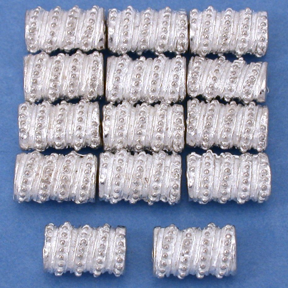Bali Oval Tube Silver Plated Beads 10mm 15 Grams 14Pcs Approx.