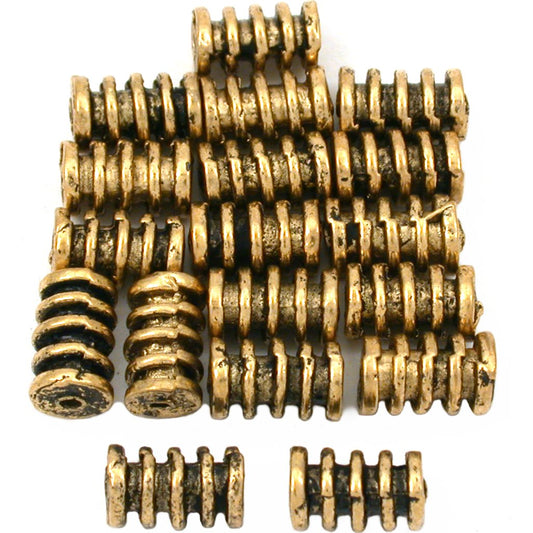 Bali Coil Tube Antique Gold Plated Beads 9mm 15 Grams 16Pcs Approx.