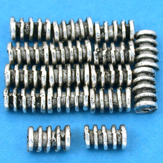Bali Coil Tube Antique Silver Plated Beads 9mm 15 Grams 16Pcs Approx.