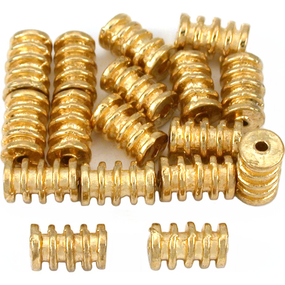 Bali Coil Tube Gold Plated Beads 9mm 15 Grams 16Pcs Approx.