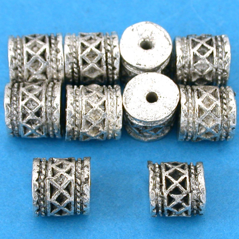 Bali Barrel Antique Silver Plated Beads 7mm 16 Grams 10Pcs Approx.