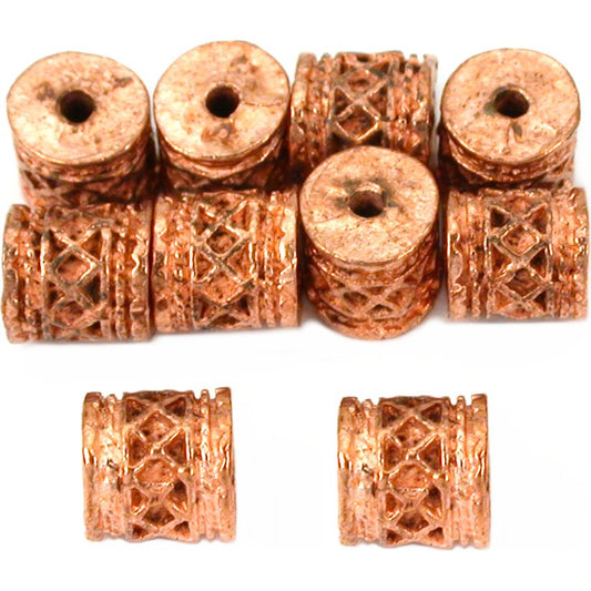 Bali Barrel Copper Plated Beads 7mm 16 Grams 10Pcs Approx.