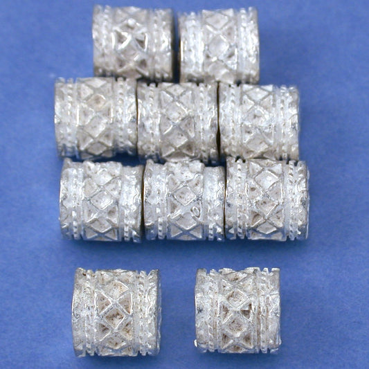 Bali Barrel Silver Plated Beads 7mm 16 Grams 10Pcs Approx.