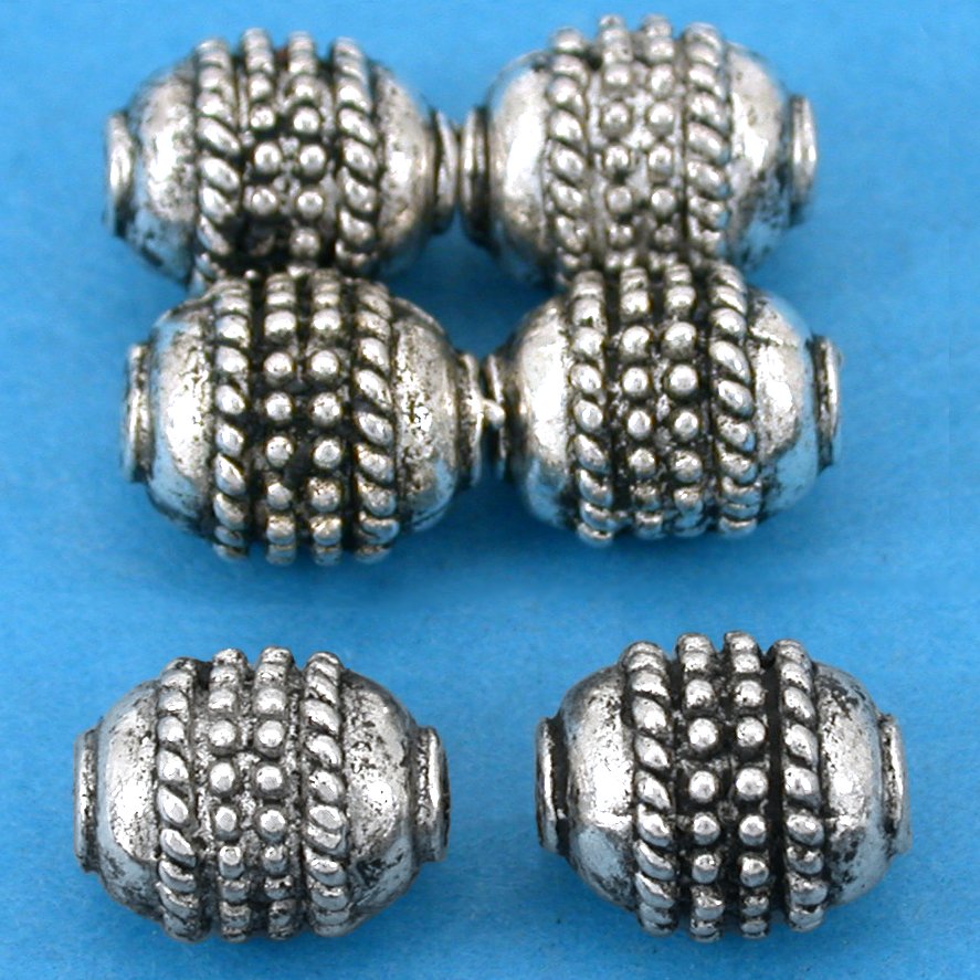 Bali Barrel Rope Antique Silver Plated Beads 10mm 15 Grams 6Pcs Approx.