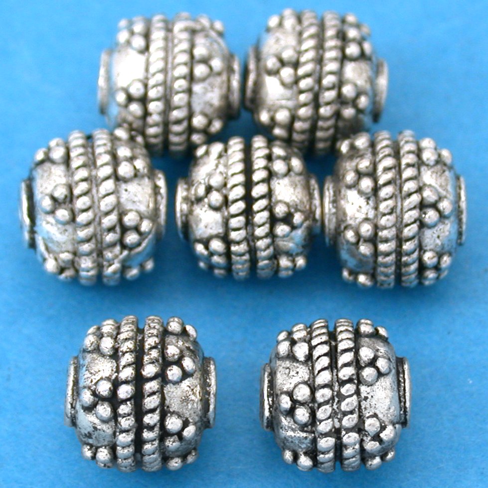 Bali Round Rope Beads Antique Silver Plated 8.5mm 16 Grams 6Pcs Approx.