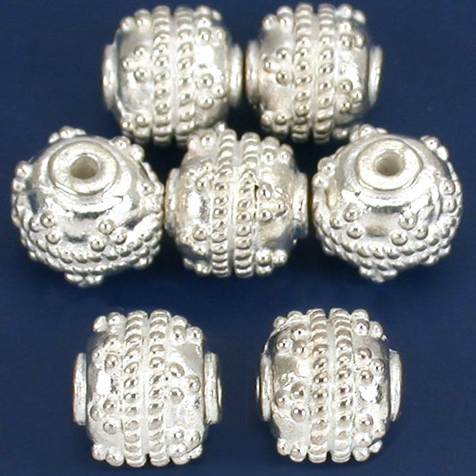 Bali Round Rope Beads Silver Plated 8.5mm 17 Grams 6Pcs Approx.