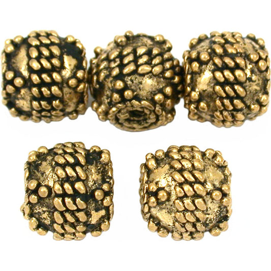 Bali Round Rope Beads Antique Gold Plated 8.5mm 15 Grams 5Pcs Approx.