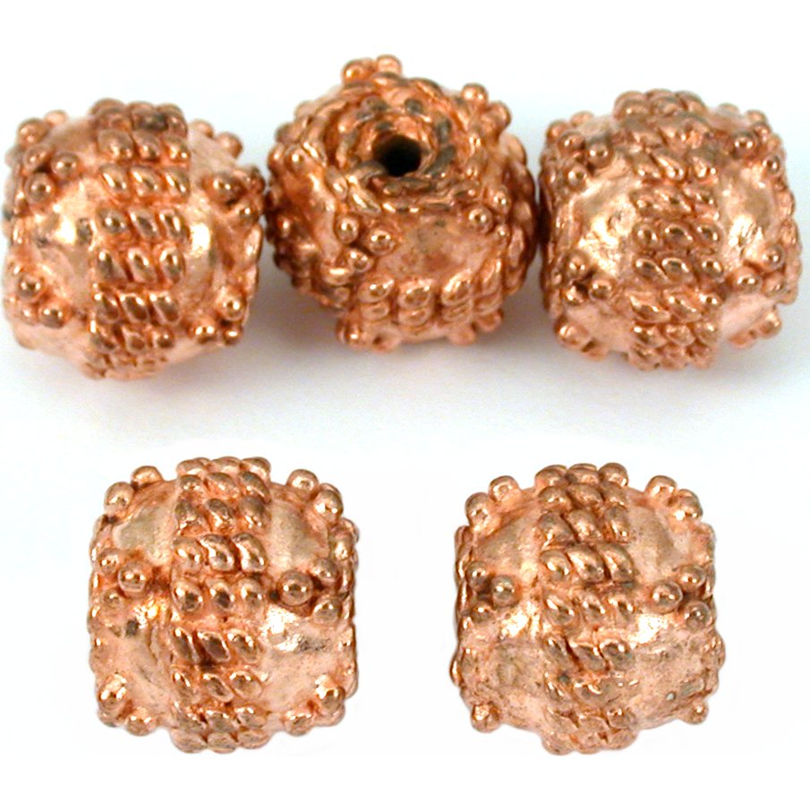 Bali Round Rope Beads Copper Plated 8.5mm 15 Grams 5Pcs Approx.