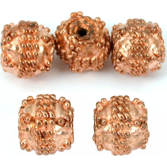 Bali Round Rope Beads Copper Plated 8.5mm 15 Grams 5Pcs Approx.
