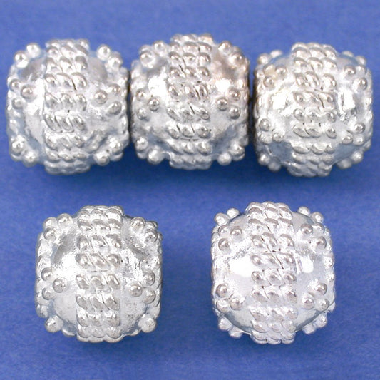 Bali Round Rope Beads Silver Plated 8.5mm 15 Grams 5Pcs Approx.