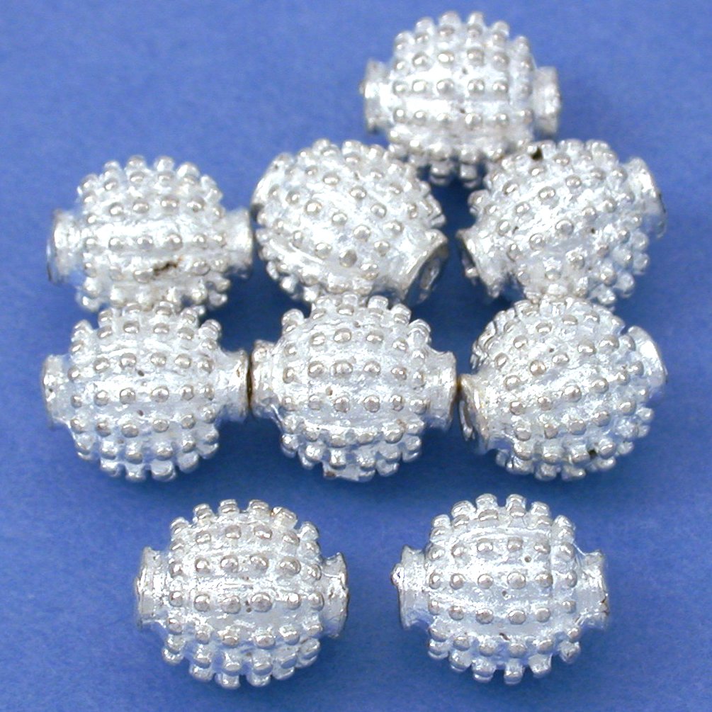 Bali Round Fluted Dot Silver Plated Beads 9.5mm 16 Grams 8Pcs Approx.