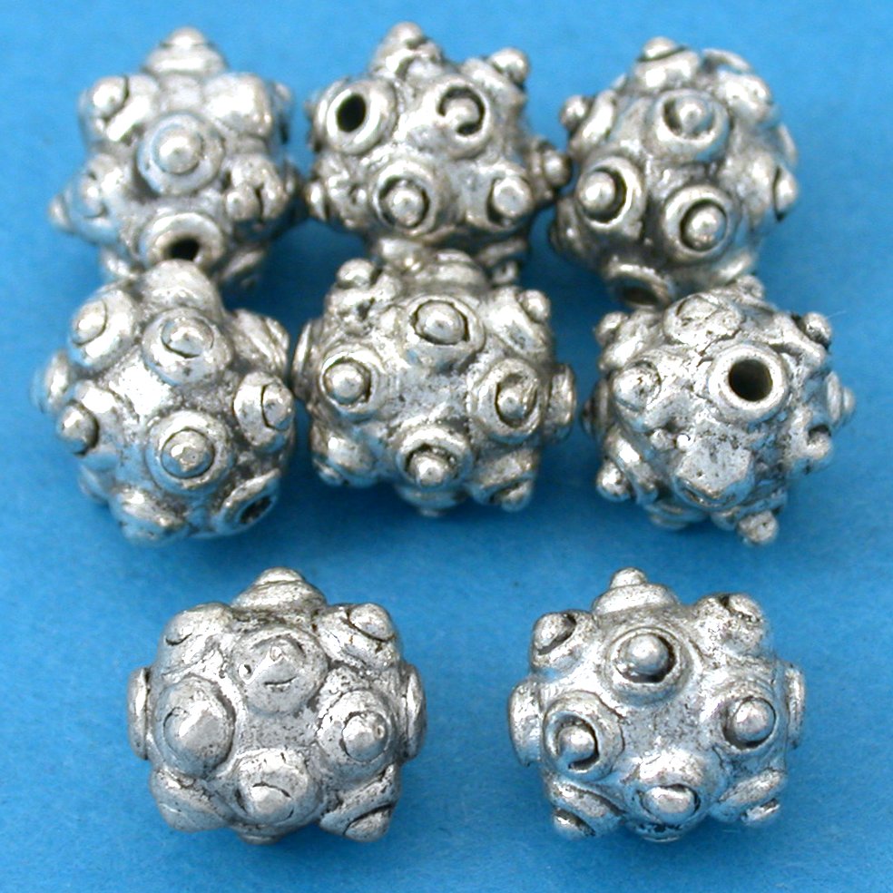 Bali Round Dot Antique Silver Plated Beads 10mm 17 Grams 6Pcs Approx.