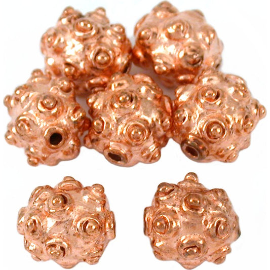 Bali Round Dot Copper Plated Beads 10mm 16 Grams 6Pcs Approx.
