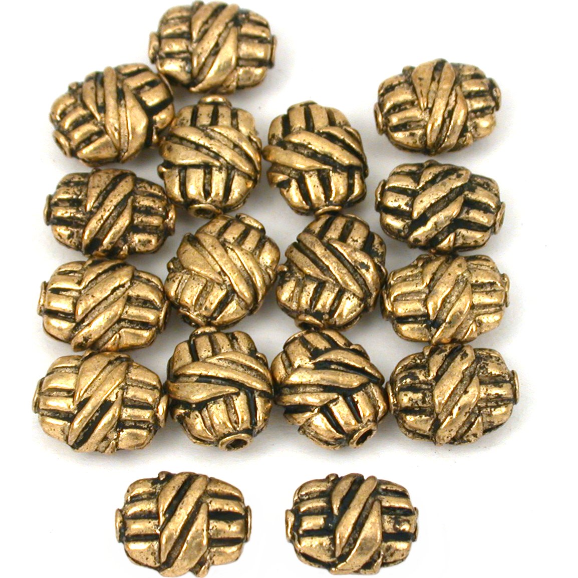 Bali Barrel Flat Oval Antique Gold Plated Beads 9mm 15 Grams 15Pcs Approx.