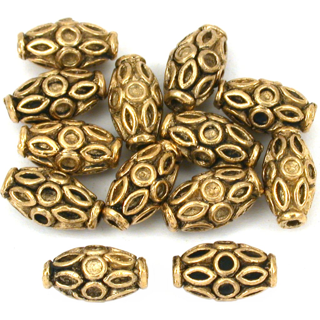 Bali Fluted Tube Antique Gold Plated Beads 11.5mm 15 Grams 12Pcs Approx.