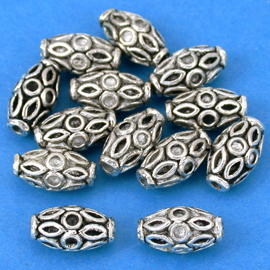 Bali Fluted Tube Antique Silver Plated Beads 11.5mm 15 Grams 12Pcs Approx.