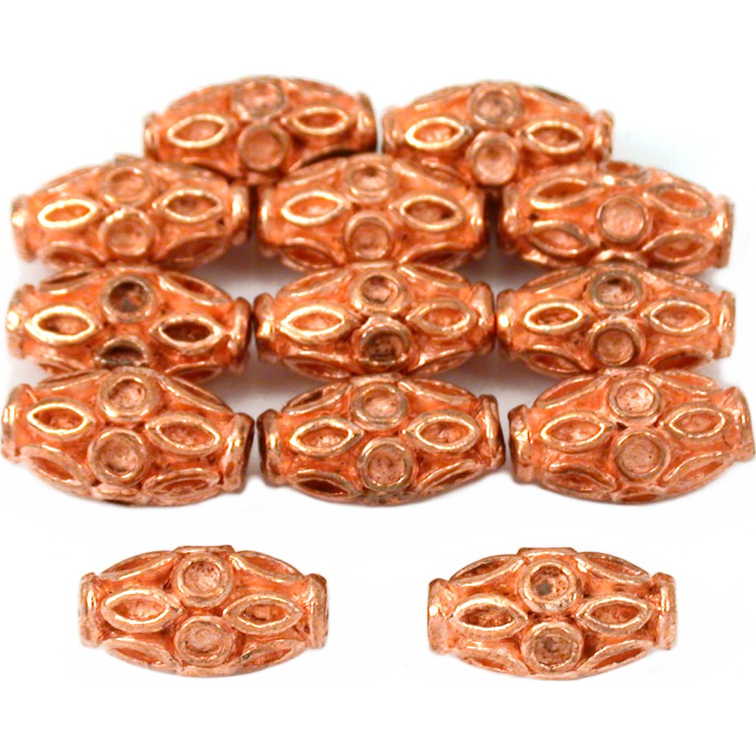 Bali Fluted Tube Copper Plated Beads 11.5mm 15 Grams 12Pcs Approx.