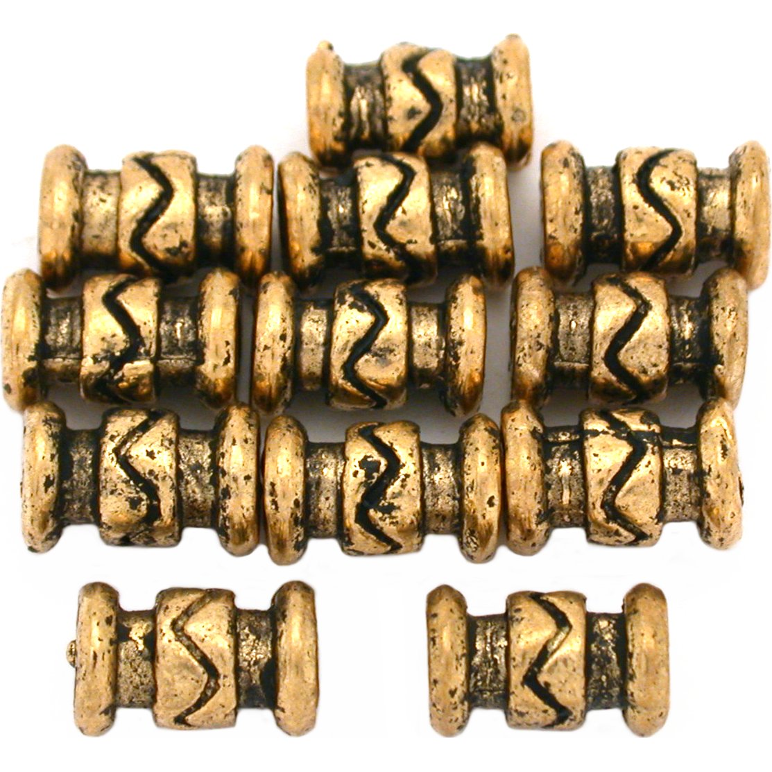 Bali Tube Antique Gold Plated Beads 10mm 15 Grams 10Pcs Approx.