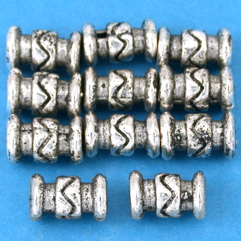Bali Tube Antique Silver Plated Beads 10mm 15 Grams 10Pcs Approx.