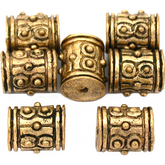 Bali Barrel Antique Gold Plated Beads 9mm 16 Grams 7Pcs Approx.