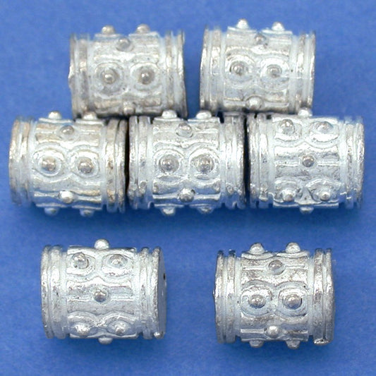Bali Barrel Silver Plated Beads 9mm 16 Grams 7Pcs Approx.