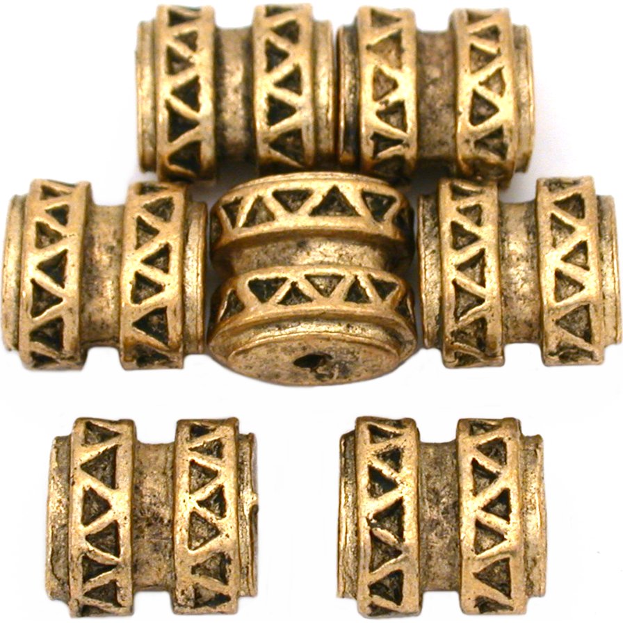 Bali Barrel Flat Oval Antique Gold Plated Beads 9mm 15 Grams 6Pcs Approx.