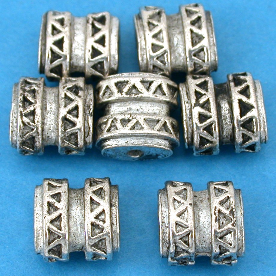 Bali Barrel Flat Oval Antique Silver Plated Beads 9mm 15 Grams 6Pcs Approx.