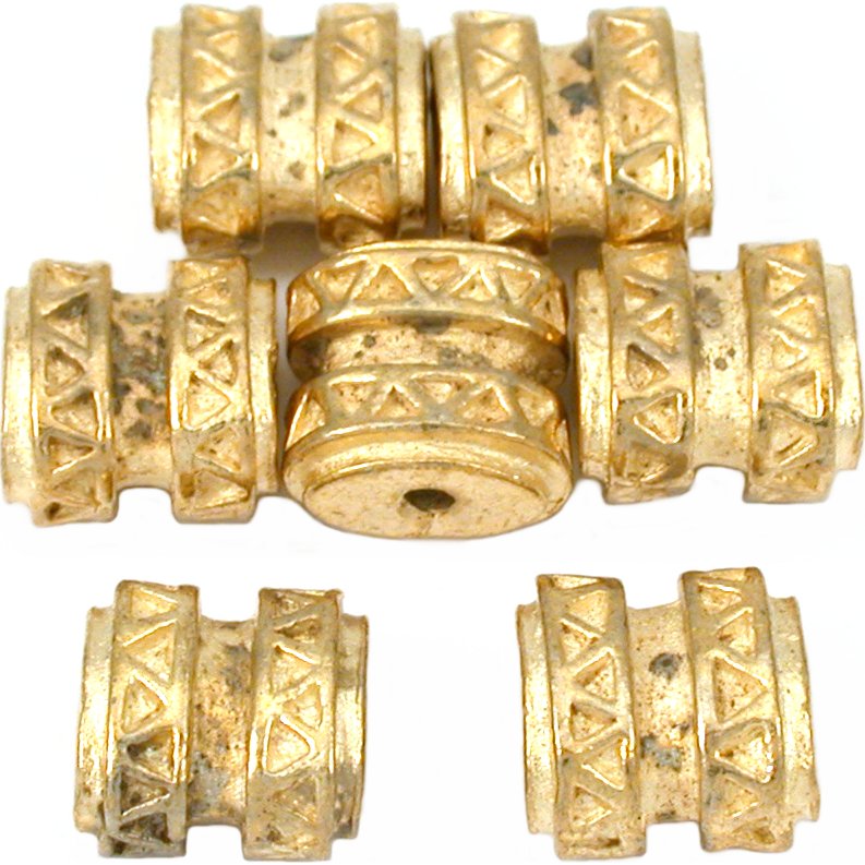 Bali Barrel Flat Oval Gold Plated Beads 9mm 15 Grams 6Pcs Approx.