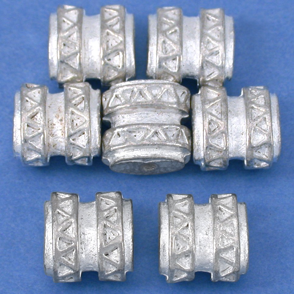 Bali Barrel Flat Oval Silver Plated Beads 9mm 15 Grams 6Pcs Approx.
