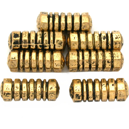Bali Tube Antique Gold Plated Beads 16mm 17 Grams 6Pcs Approx.