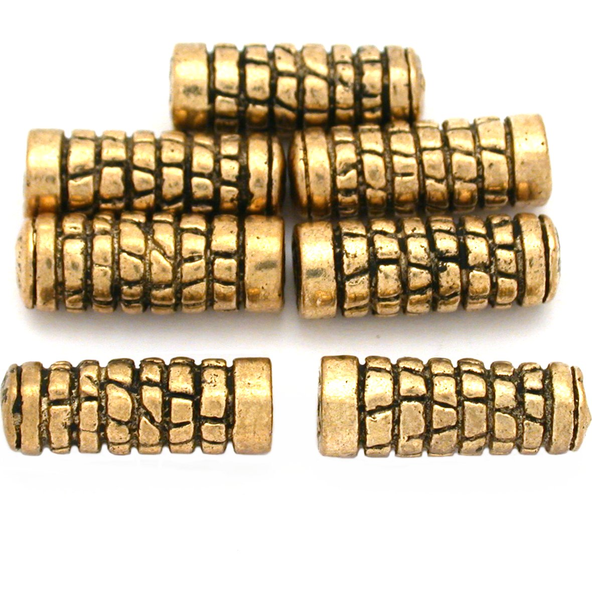 Bali Tube Antique Gold Plated Beads 15.5mm 15 Grams 6Pcs Approx.