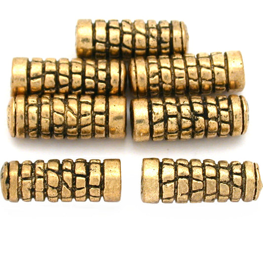 Bali Tube Antique Gold Plated Beads 15.5mm 15 Grams 6Pcs Approx.